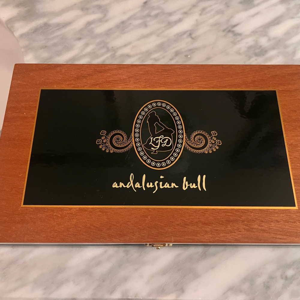 Andaluzian Bull Wooden Box with Black and Gold Accents.